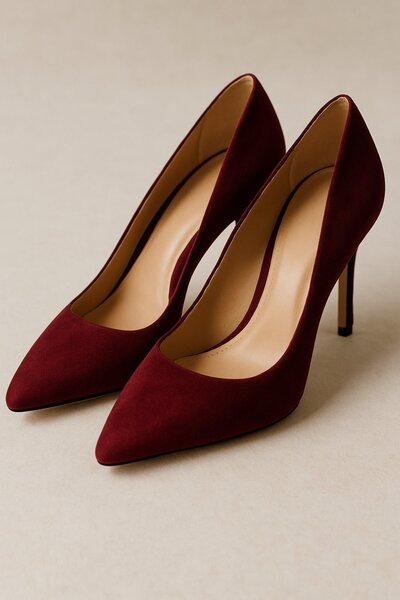 Bridal shoe in dark red color