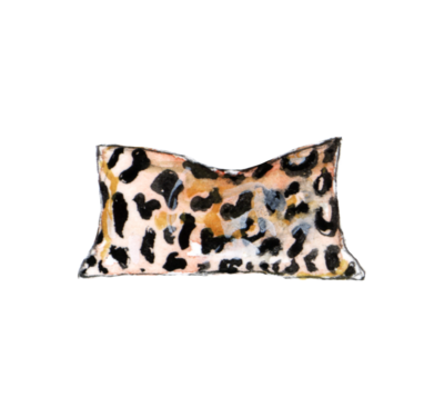 A painted leopard throw pillow.