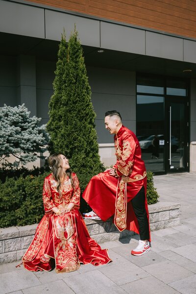 Bride and groom in taditional cultural dress