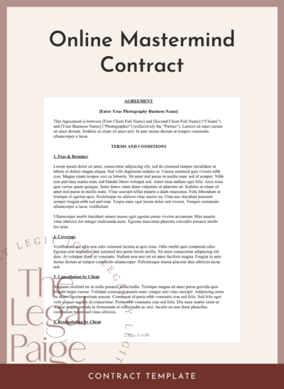 Online Mastermind Contract Template from The Legal Paige