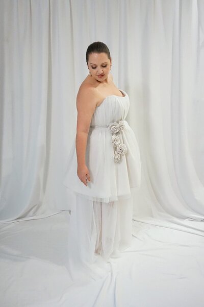 Strapless tulle wedding dress with removable tulle skirt - Edith Élan Charleston SC Bridal