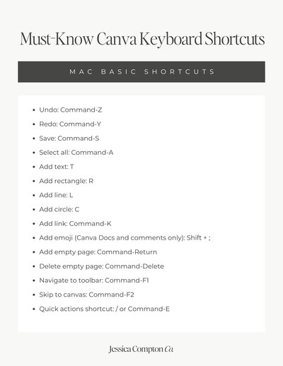 JCO Basic Shortcuts - Mac-JCO