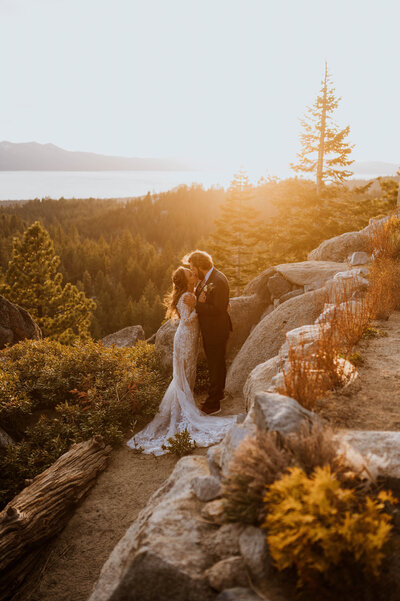 A couple getting married at Tahoe Blue Estate in Lake Tahoe, California