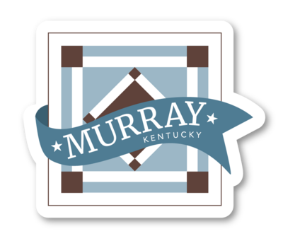 decal and sticker design for Murray, Kentucky tourism design by Amanda Newman Design in Paducah, Kentucky, to look like a quilt square
