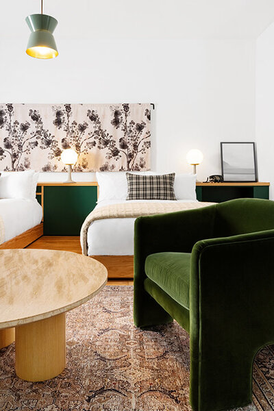 Surface Pattern Design and Art Licensing by Lucia Pador - Eden for drop it Modern - Grand Stark Hotel - portland_double_bedheads_and_sitting_area (1)