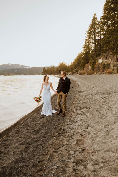 A couple eloping in South Lake Tahoe, California