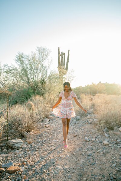 Senior girl posing for high school portrait in the scottsdale arizona desert