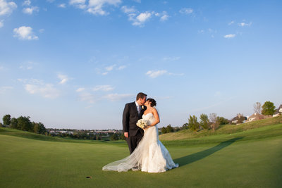 Bride and Groom on golf course