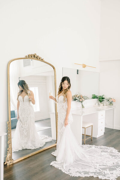 Bride in Mirror, South Bend Indiana Wedding Photographer