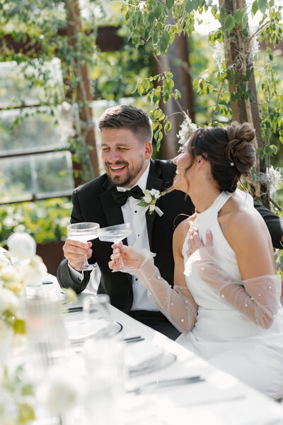 bride and groom at a destination wedding reception