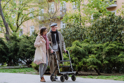 Couple on a walk in a park in Utah