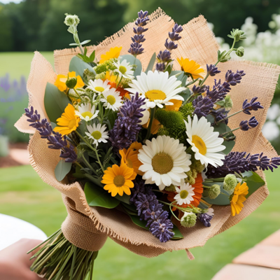 hand tie summer daisies bouquet