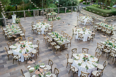 The reception tables aerial shot