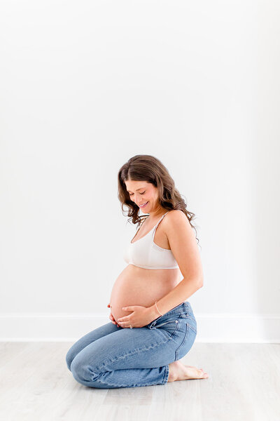 studio newborn baby in white