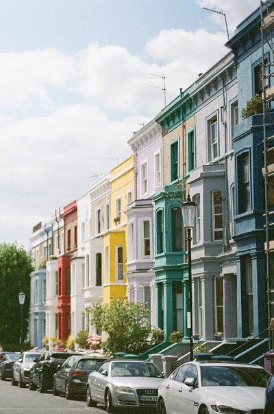 Colorful homes in London, England