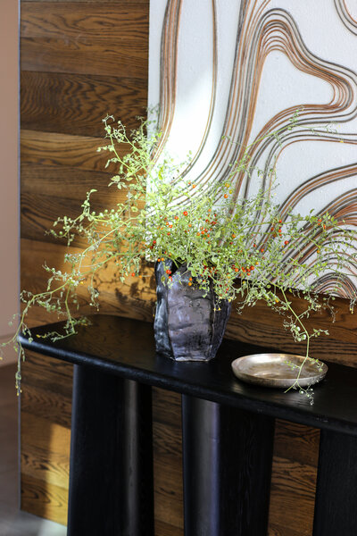 Linen curtains and stained oak floors