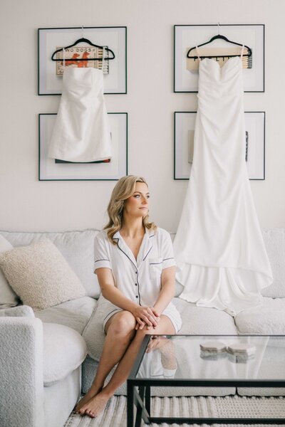 bride getting ready portrait at her Arlington top of the town wedding in northern Virginia