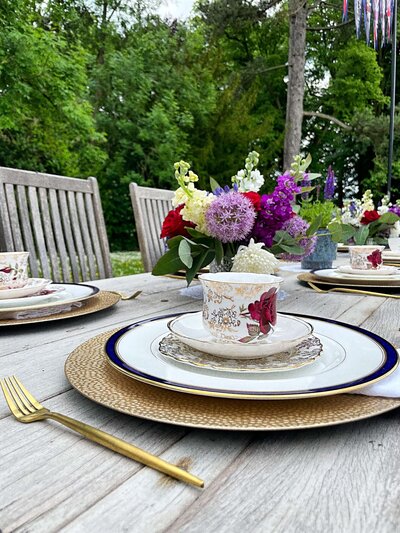 vintage afternoon tea items set up in your own home