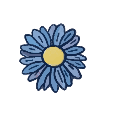 Illustrated daisy-style blue flower for prenatal massage icon.