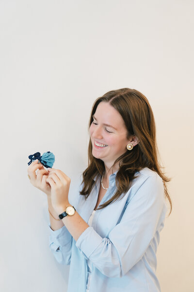 matilyn holding a crochet betta