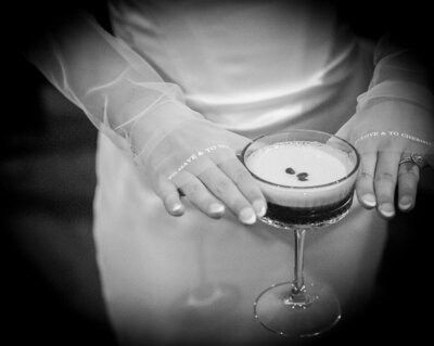 Bride at Devonshire square London wedding reception wearing gloves