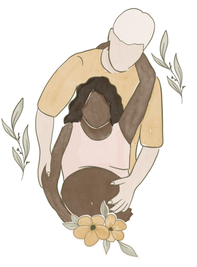 Illustration d'un couple se préparant à l'accouchement  - - marion gaubert psychologue clinicienne tosses santé périntale