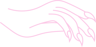 Pink hand with manicure: palm down