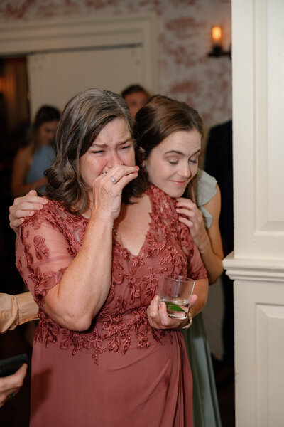 Wedding guests crying