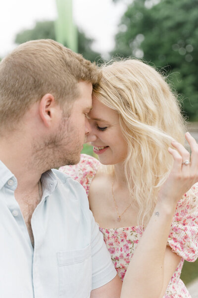 Outdoor portrait of couple embracing