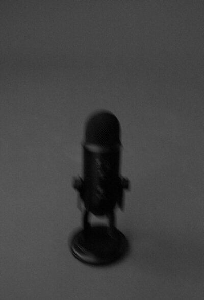 Microphone  sitting on a table