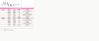 Screenshot of The We Do Collective's Hair & Makeup Schedule Wedding Spreadsheet Template