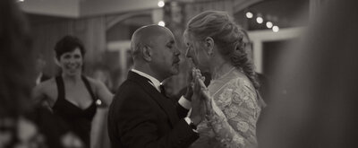 Bride and groom dancing