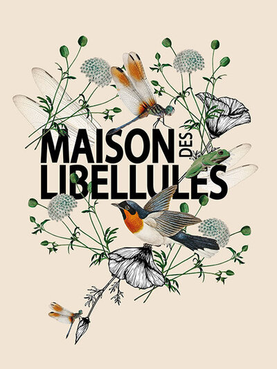 Affiche maison des libellules représentant un nid plantes mêlé à de la faune. Projet d'identité visuelle réalisé par le Studio Youmé à Saint Gilles Croix de Vie en vendee