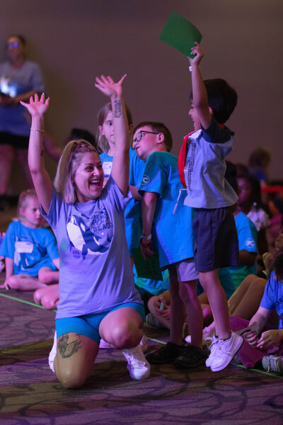 Volunteer and child at Vacation Bible School at a non-denominational church in Fayetteville, NC. 