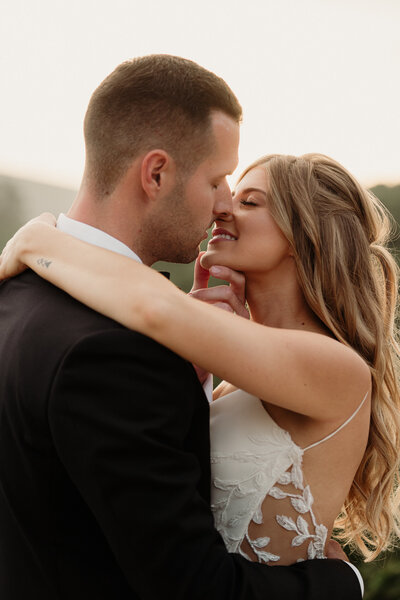 bride and groom kiss at quail ranch wedding in simi valley, ca