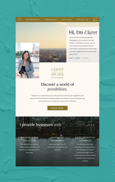 Photo of a website for a photographer and videographer designed by Hummingbird Media.
