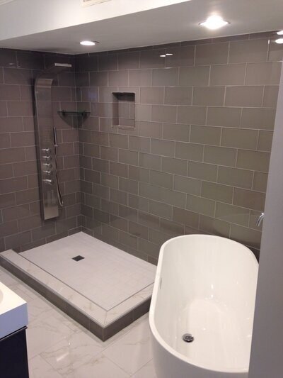 bathroom with shower and bathtub by experts in renovations atlanta ga