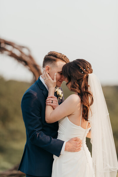 bride in greenery