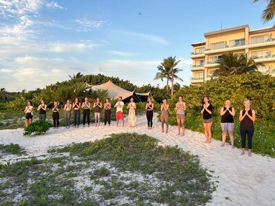 Stephanie's yoga students on a retreat 