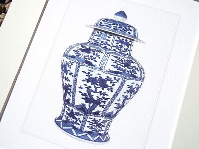 Blue and White Ginger Jar Chinoiserie Art Print Progression By Design