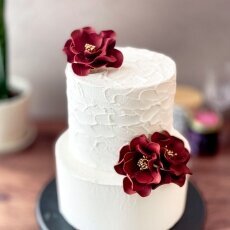 Handcrafted Sugar flower bundle Burgundy and gold Open roses