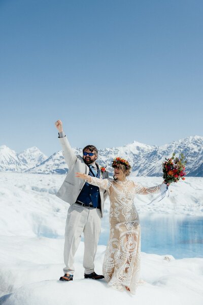Romantic adventure elopement on the Knik Glacier in Alaska