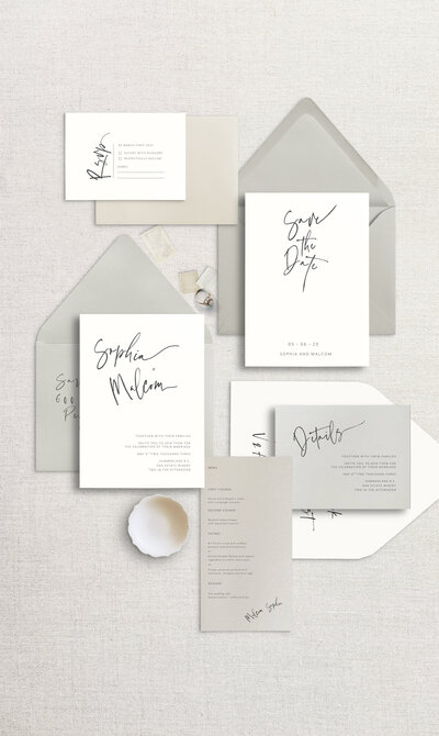 elegant wedding stationery typography