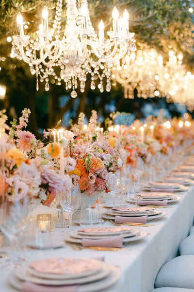 Pink and gold wedding reception at Sagamore Pendry in Maryland.
