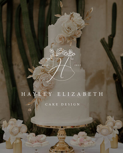 Elegant green and gold branding for a luxury cake designer, created by Sarah Shuttle.