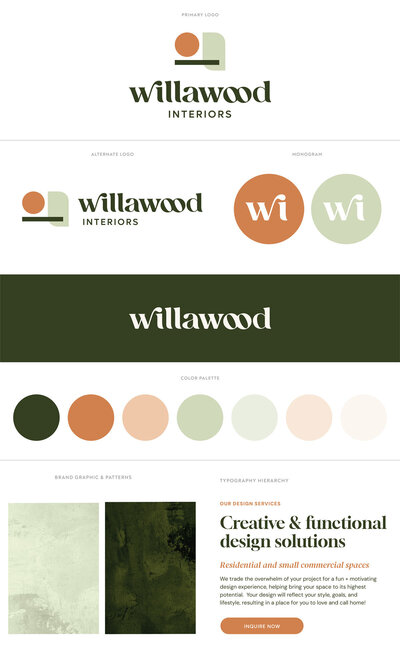 website template and brand kit guidelines for interior designers
