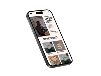 Coffee shop website iphone mockup