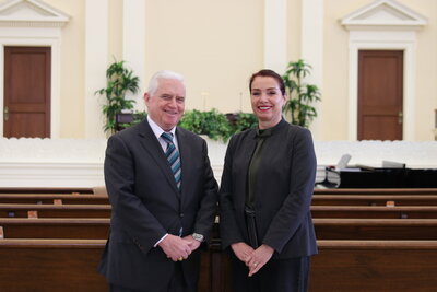 Instead of a pastor or priest, we have 2 readers that recite the weekly Christian Science Bible Lesson, which is comprised of passages from the Bible and Science and Health with Key to the Scriptures by Mary Baker Eddy.  This way each weekly Christian Science sermon is consistent around the world.
