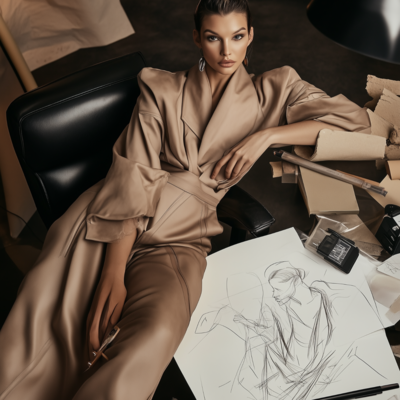 Woman sketching brand design concepts for a client, showcasing Muse Studio’s expertise in brand design, visual identity creation, and strategic branding solutions