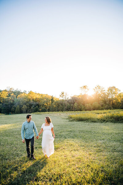 Maternity session in a beautiful open field in Raleigh